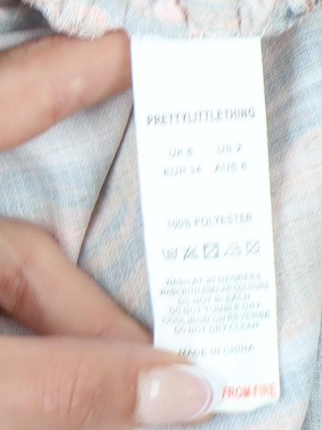 PrettyLittleThing Women's Multicoloured Asymmetric Shirt Dress Size 6