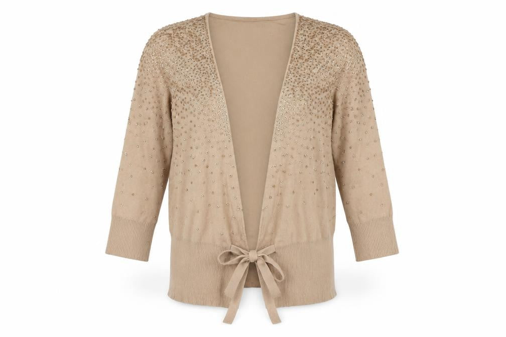 Coast Women's Beige Cardigan, Beaded 10