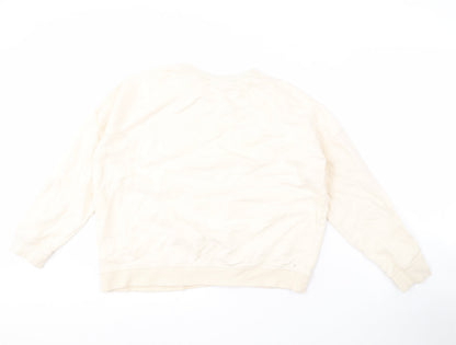 Preloved Disney Women's Beige Sequin Pullover Sweatshirt Size 12 - Back