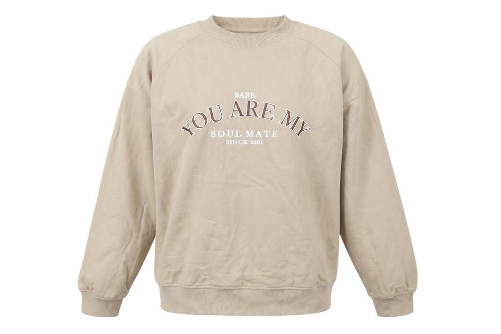 Bershka Beige Women's Pullover Sweatshirt Medium