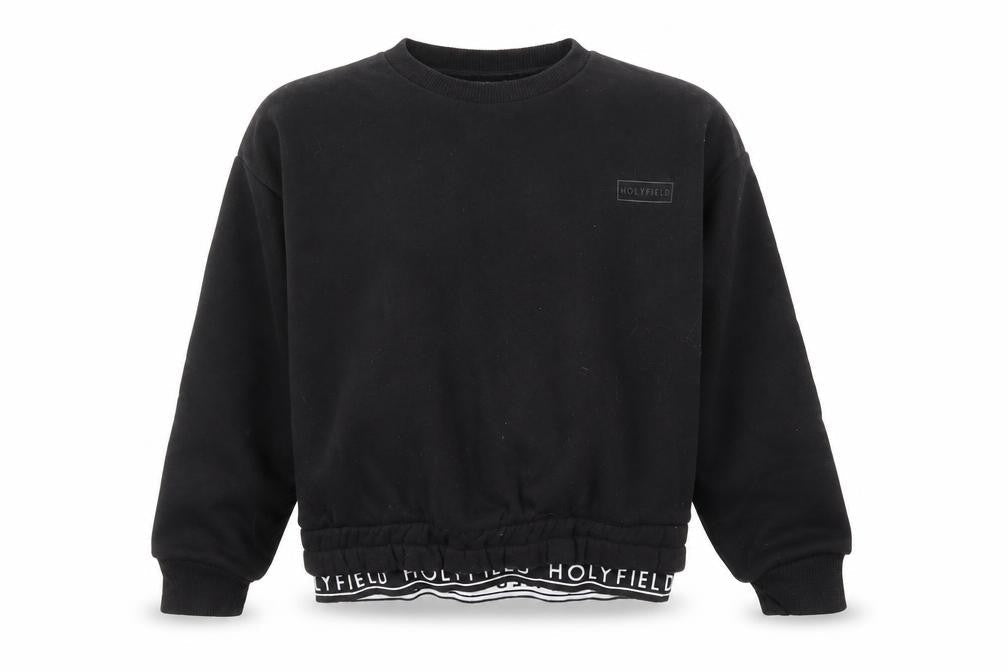 Holyfield Girls Black Pullover Sweatshirt S Logo Elastic Waist