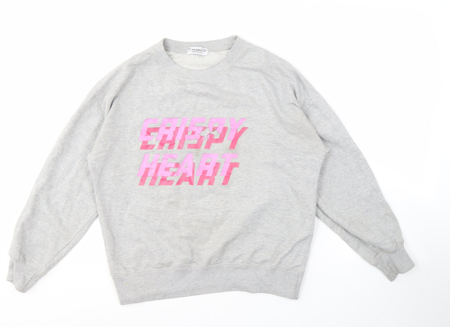 Pull&Bear Unisex Grey Graphic Print Sweatshirt S