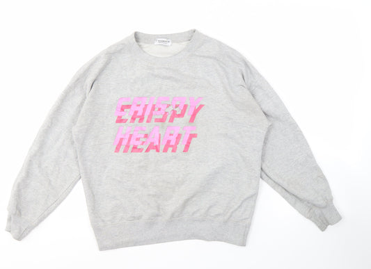Pull&Bear Unisex Grey Graphic Print Sweatshirt S