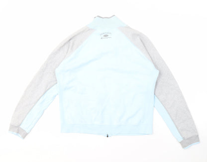 Back view of Champion unisex blue/grey track jacket m