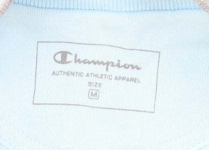 Brand and care label for Champion unisex blue/grey track jacket m