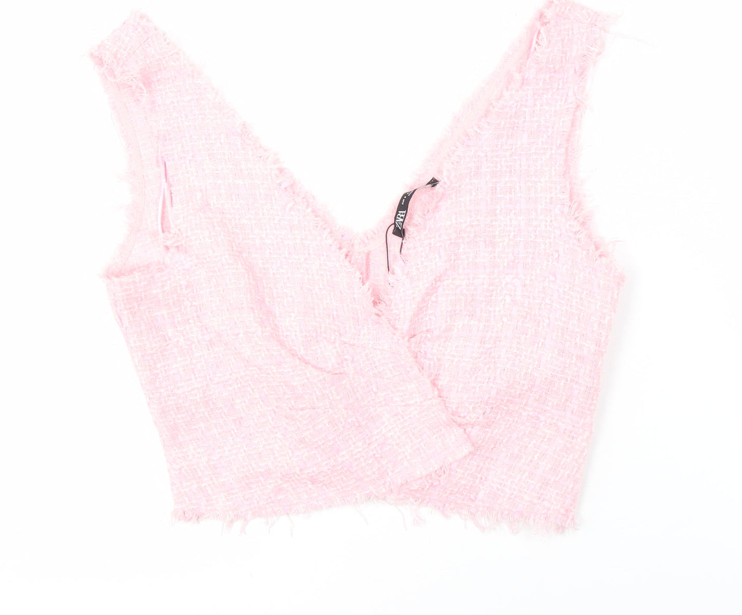 Zara Women's Pink Cropped Blouse - Size S