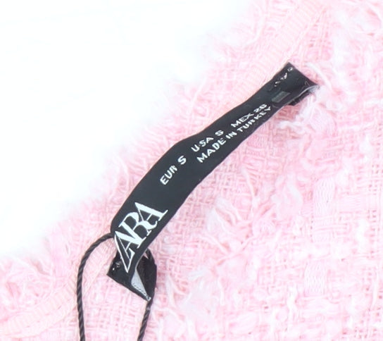 Zara Women's Pink Cropped Blouse - Size S