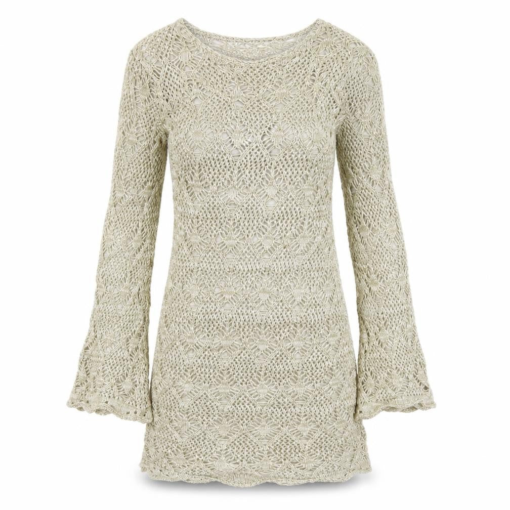 EGO Women's Beige Open-Knit Pullover Jumper, Size S