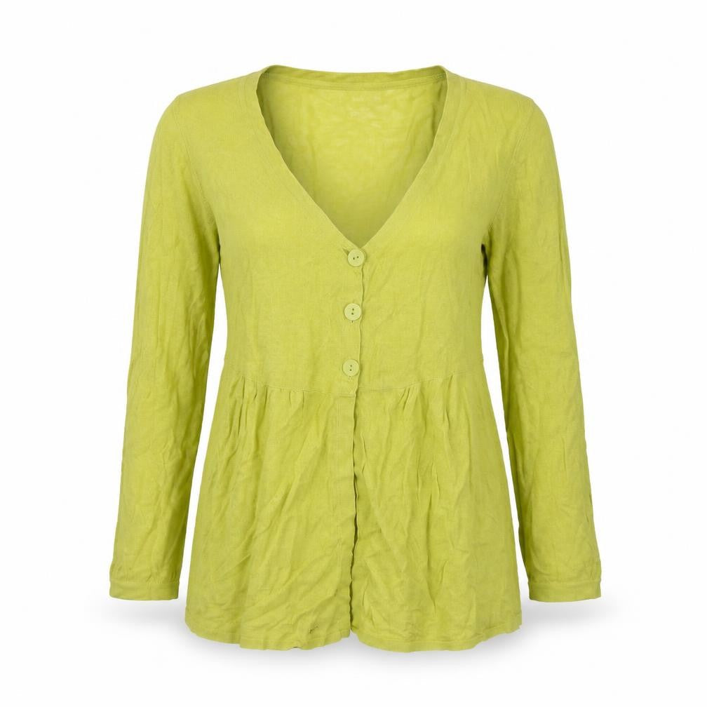 Missoni Women's Green Cardigan, Size 12, V-Neck, Linen Blend