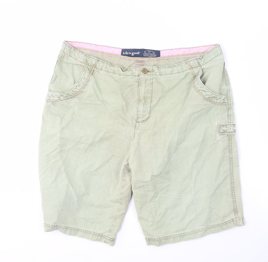 Life is good Women's Green XL Cotton Casual Shorts
