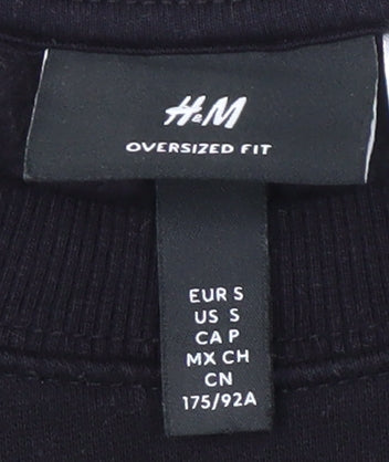 H&M Womens Black Oversized Graphic Sweatshirt S