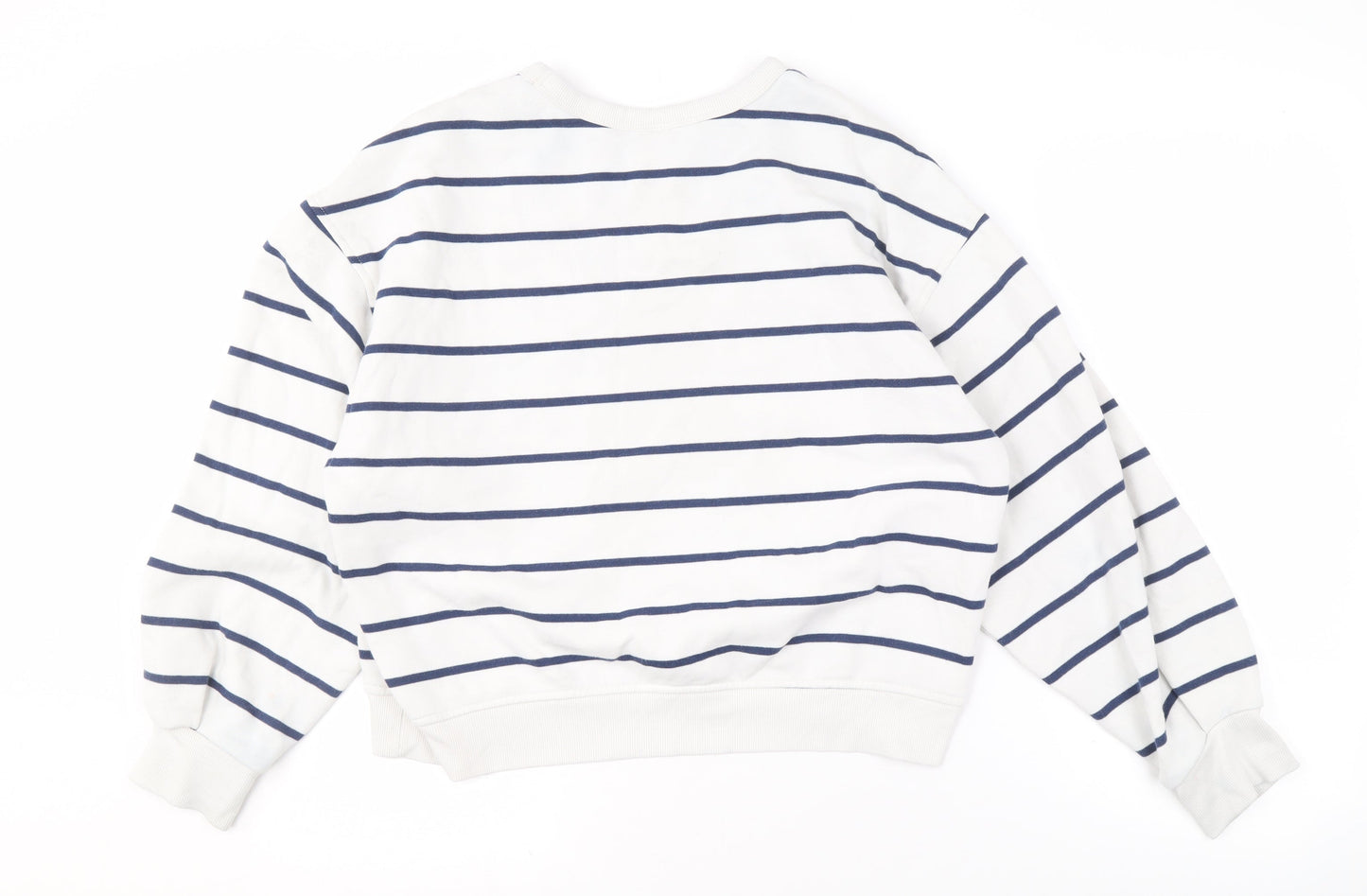 Old Navy Women's White Striped Pullover Sweatshirt M