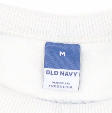 Old Navy Women's White Striped Pullover Sweatshirt M