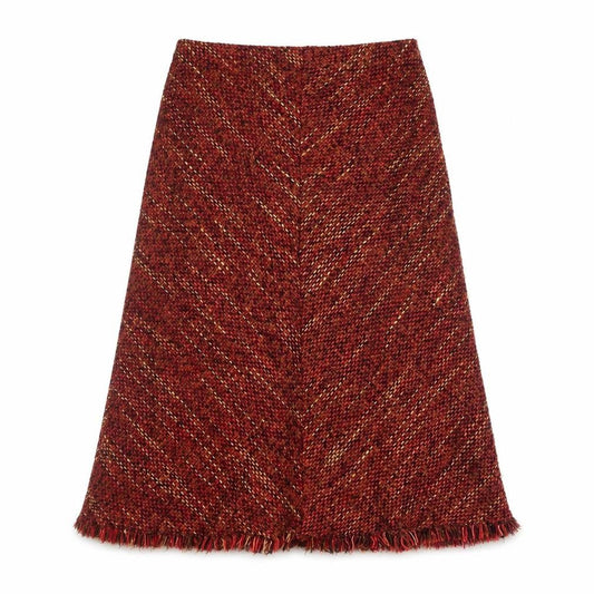 Marks & Spencer Women's Red Midi Skirt, Size 10, Herringbone