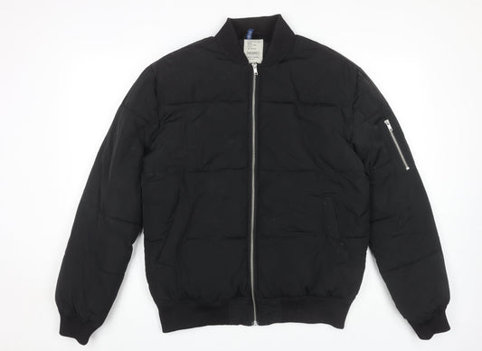 H&M Men's Black Bomber Jacket, Size S, Casual Wear