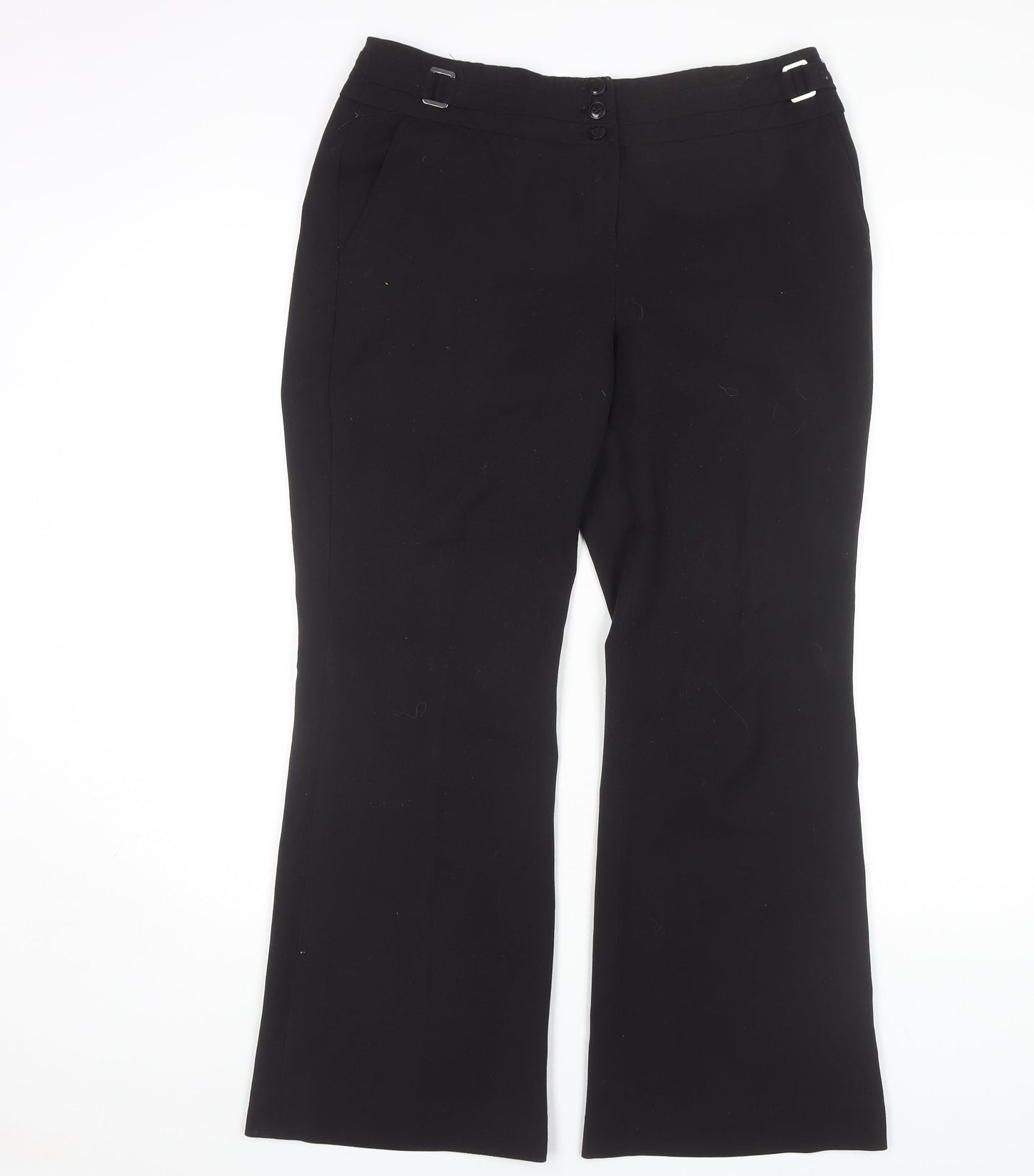 Wallis Black Flared Trousers, Size 12, Women's Elegant Fit