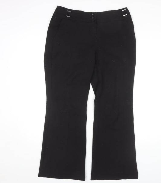 Wallis Black Flared Trousers, Size 12, Women's Elegant Fit