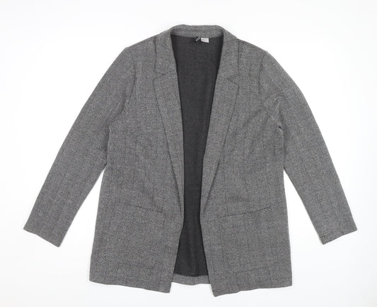 H&M Grey Women's Coatigan - M, Knit Herringbone Style