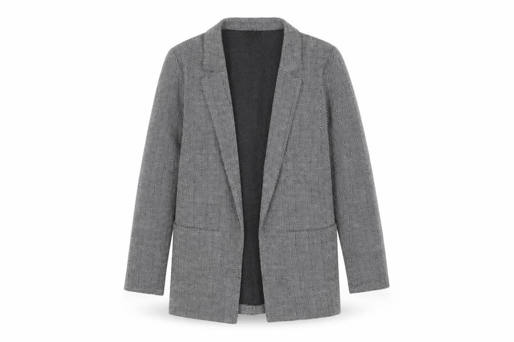 H&M Grey Women's Coatigan - M, Knit Herringbone Style