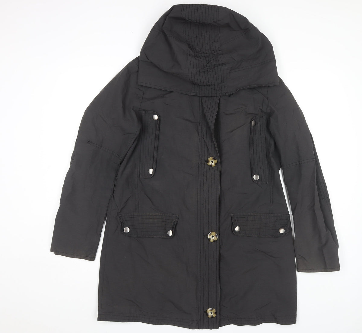 Clements Ribeiro Women's Black Size 12 Hooded Coat