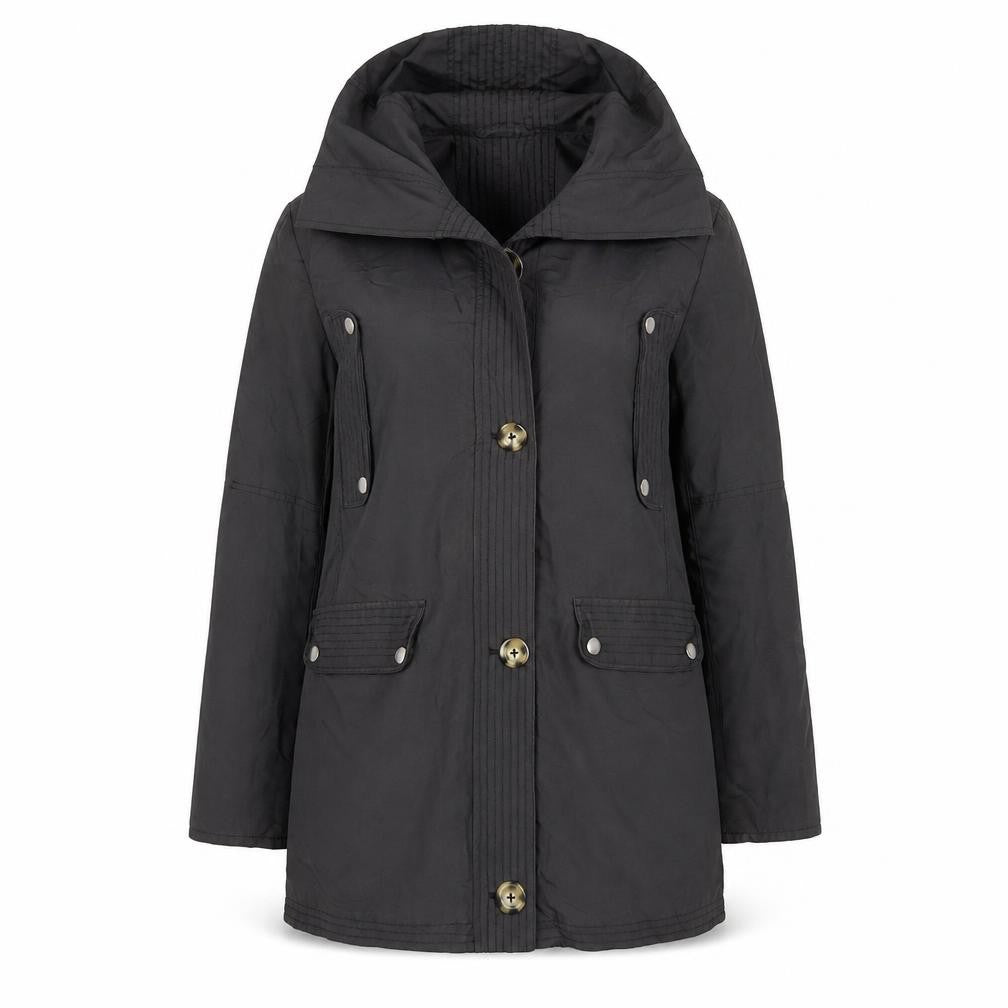 Clements Ribeiro Women's Black Size 12 Hooded Coat