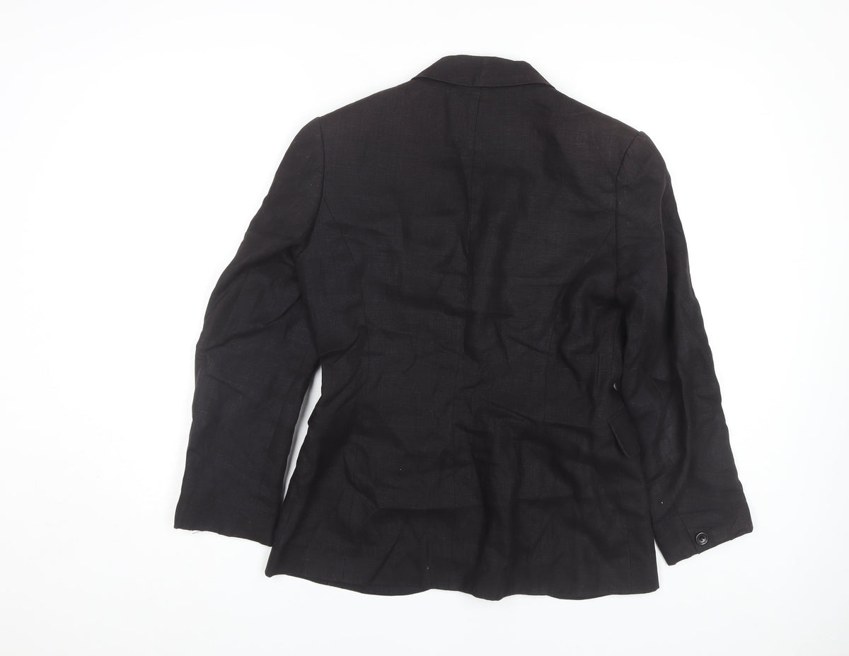Warehouse Black Linen Blazer for Women, Size 12