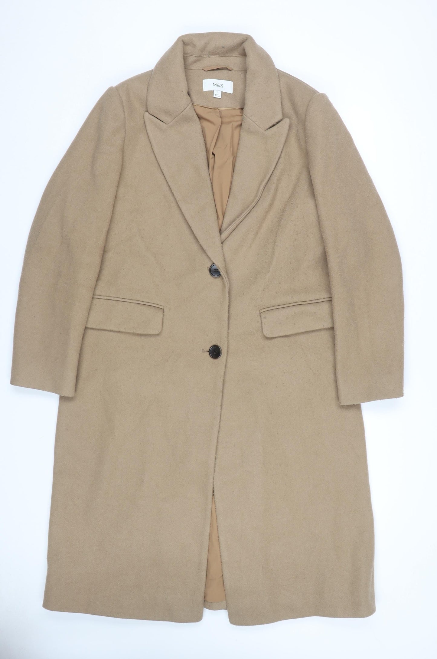 Marks & Spencer Women's Beige Long Overcoat