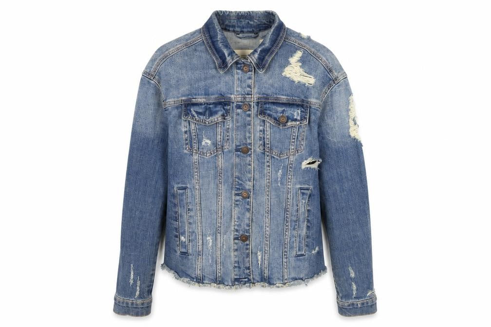 Hollister Women's Blue Distressed Denim Jacket XS