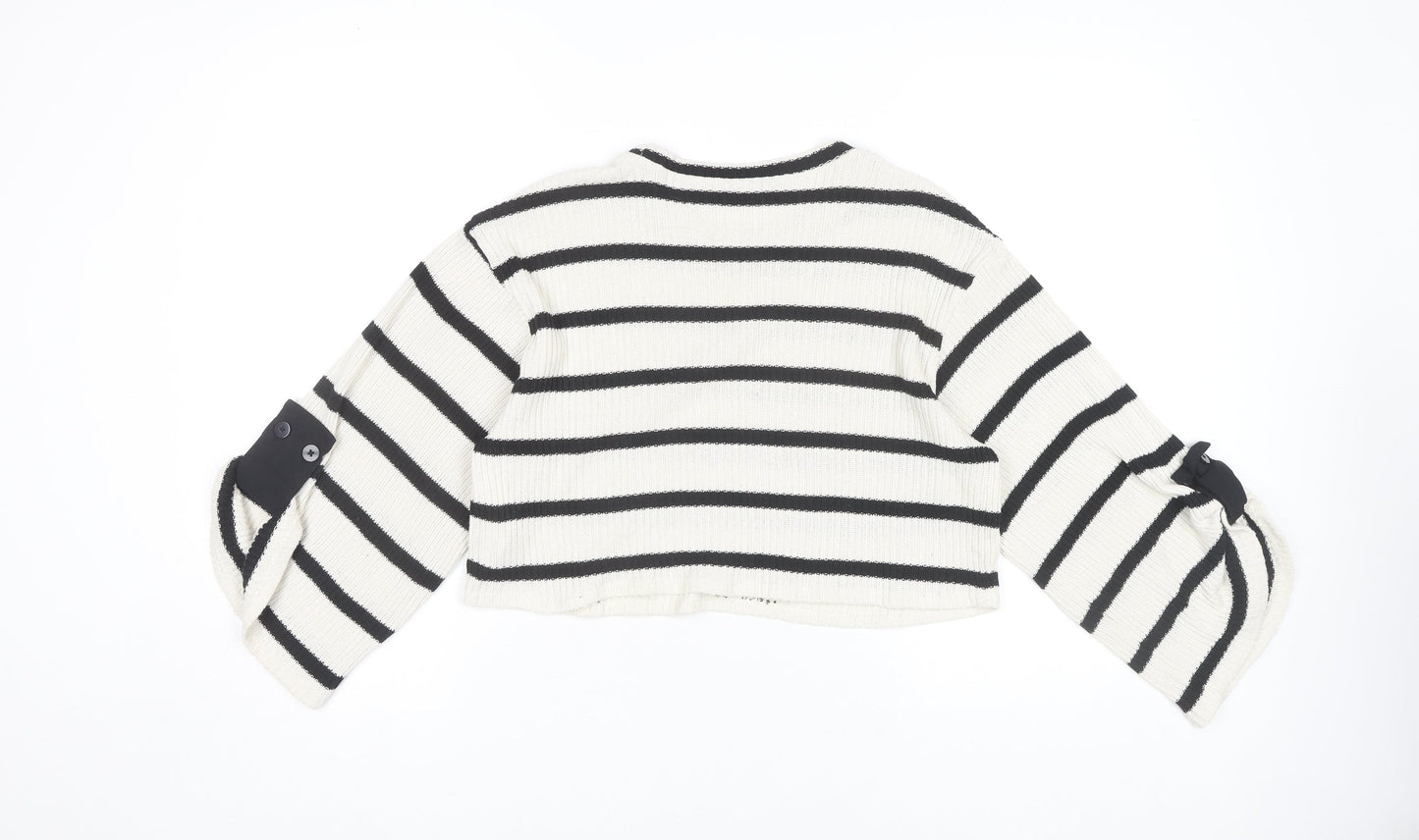 Zara Women's Black Striped Pullover Jumper, Size 10