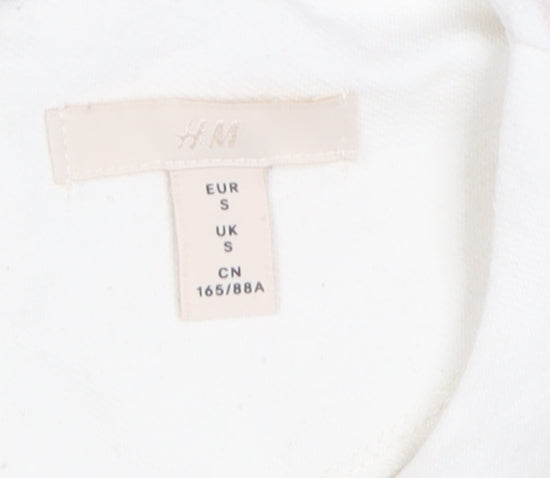 H&M Women's S Ivory A-Line Puff Sleeve Mini Dress