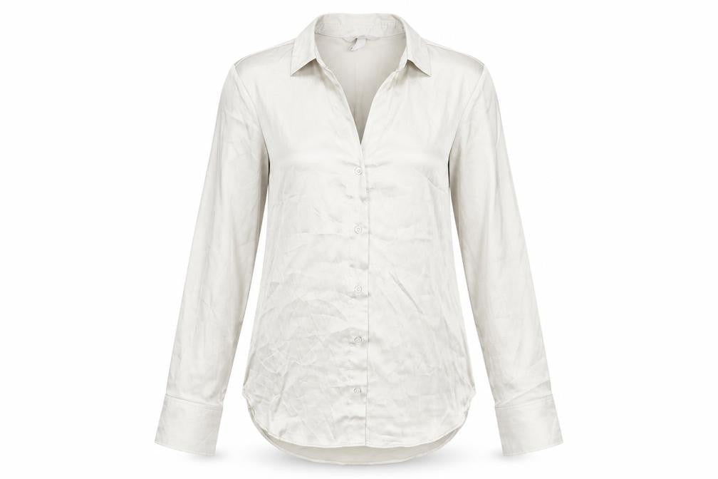 H&M Women's Beige Button-Up Shirt - Size 12