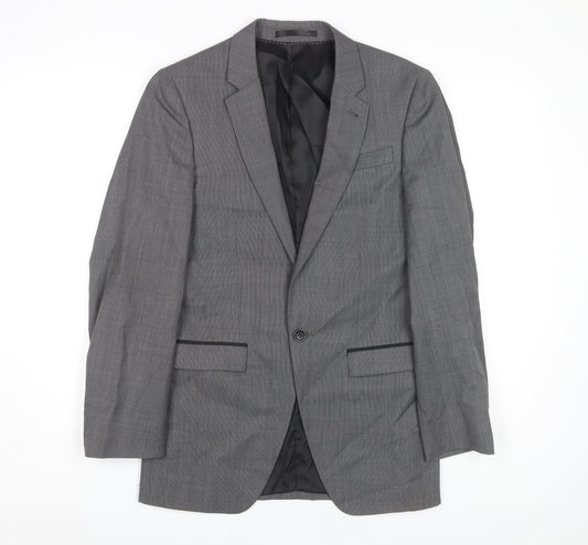 Topman Men's Grey Blazer, Size 34, Single-Breasted