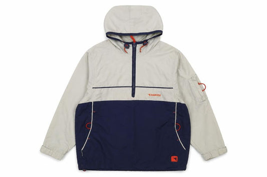 Front view of Diadora boys’ beige blue anorak jacket 8-9 years hooded