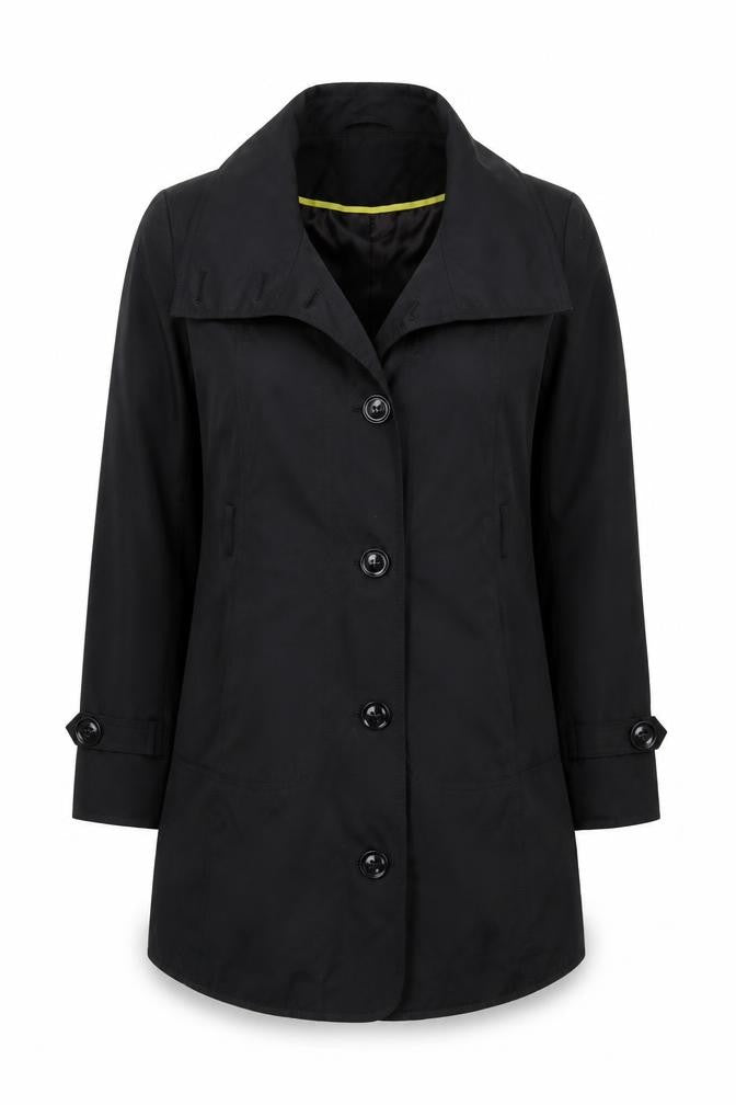 Gallery Women's Black Cotton Blend Mid Coat L
