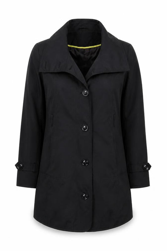 Gallery Women's Black Cotton Blend Mid Coat L