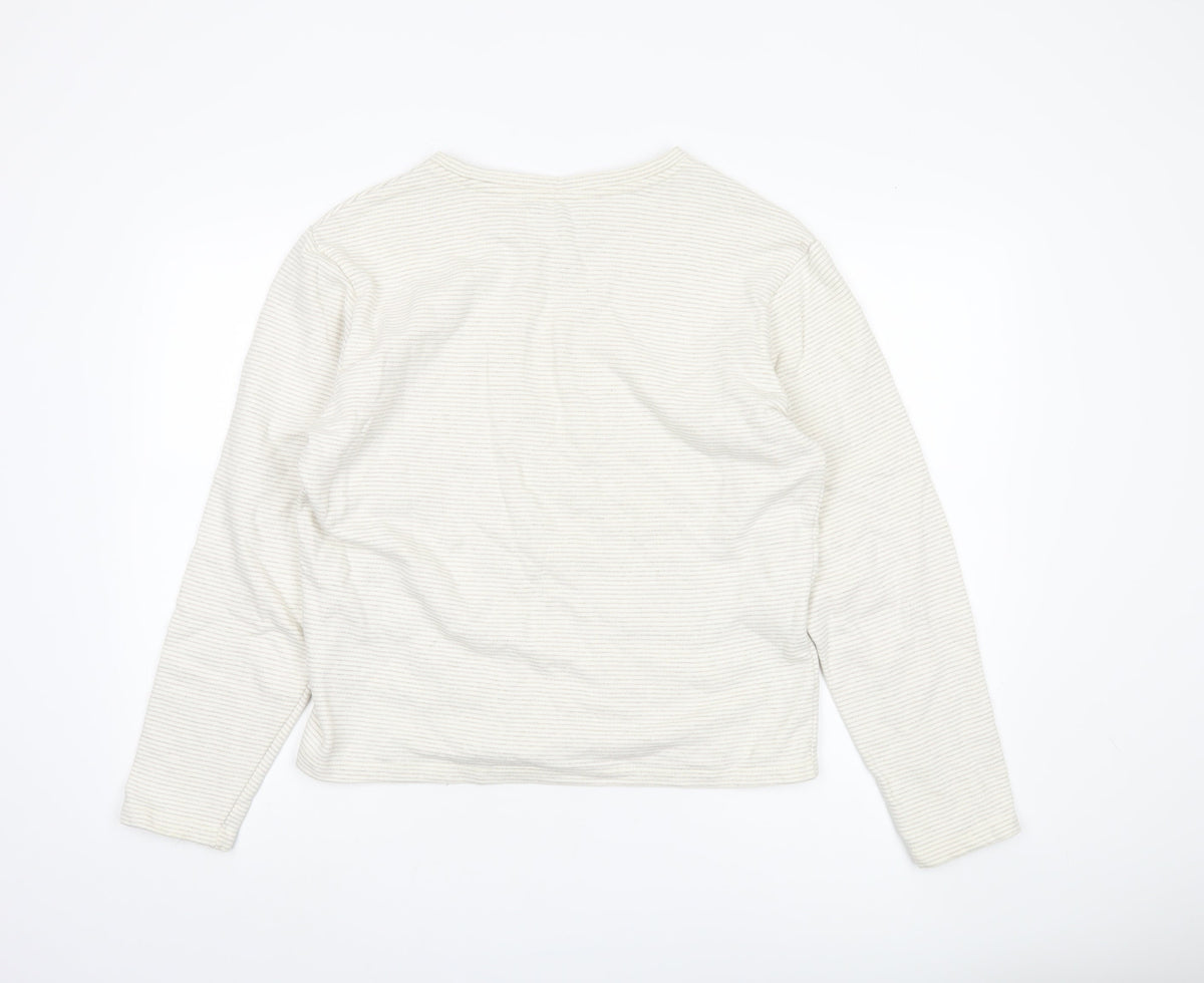 Blend Women's Ivory Striped Basic Long Sleeve Top M