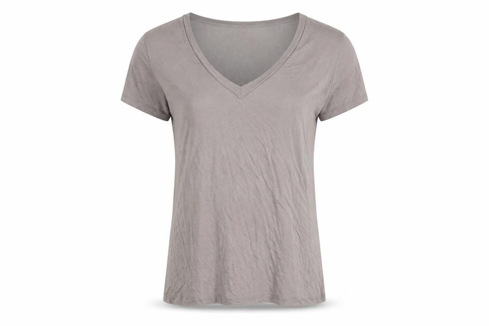 Zara Women's Grey V-Neck T-Shirt Size 8