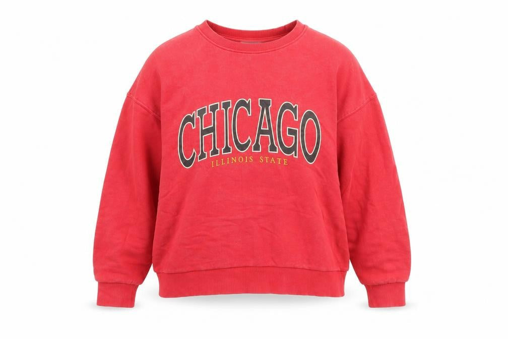 Stradivarius Women's Red Logo Pullover, Size 12, Casual Sweatshirt