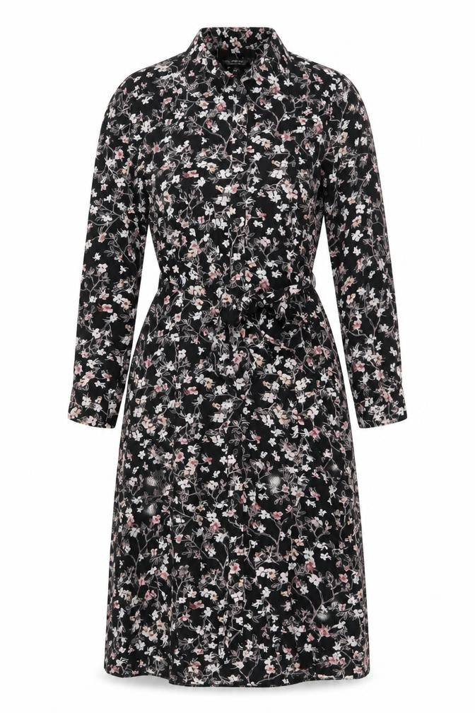 Miss Selfridge Women's Black Floral Shirt Dress Size 12