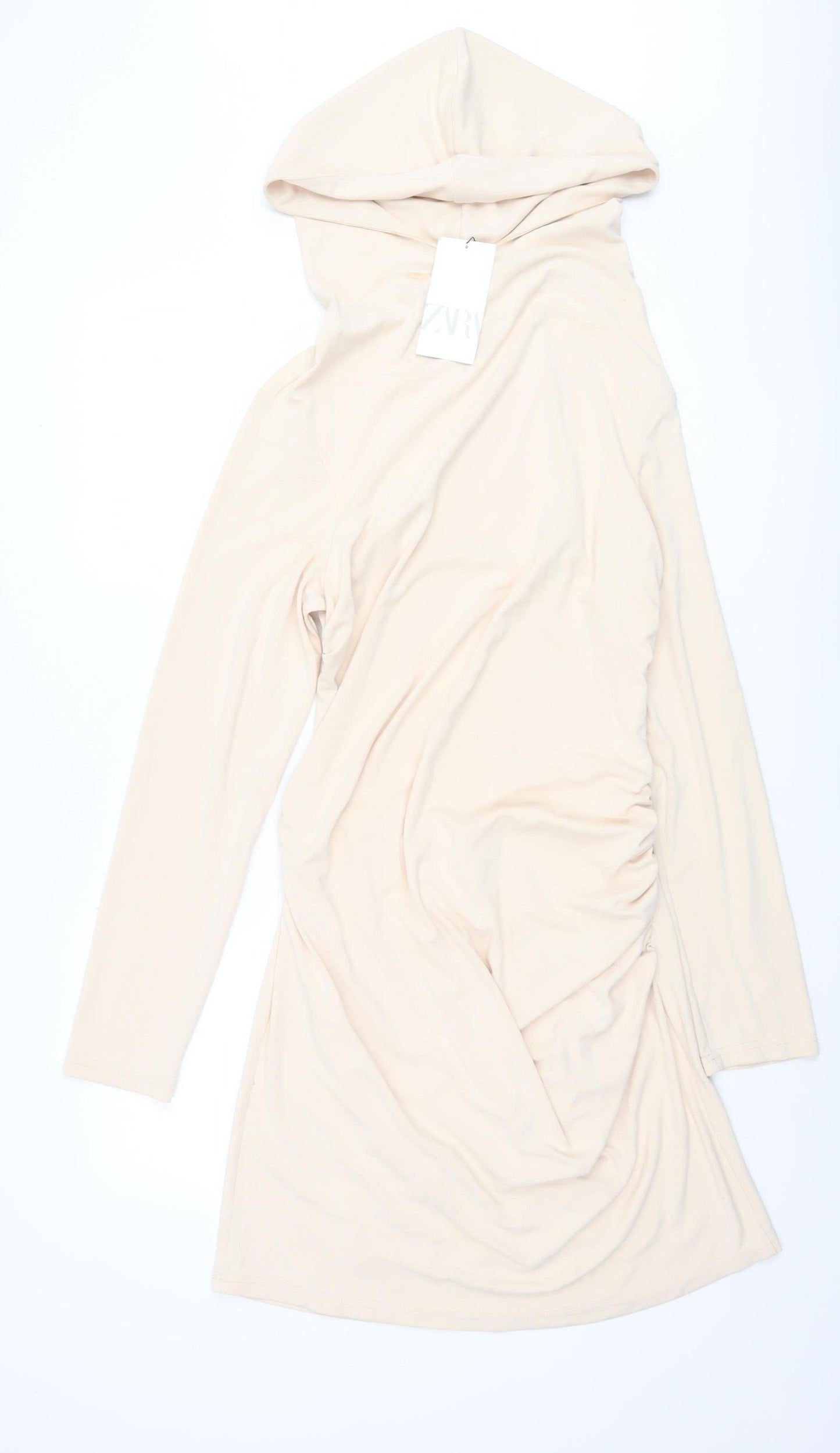Zara Women's Beige Hooded Short Dress Size XL