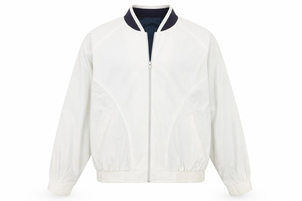 Mens Casuals White XL Bomber Jacket, Zipped Pockets