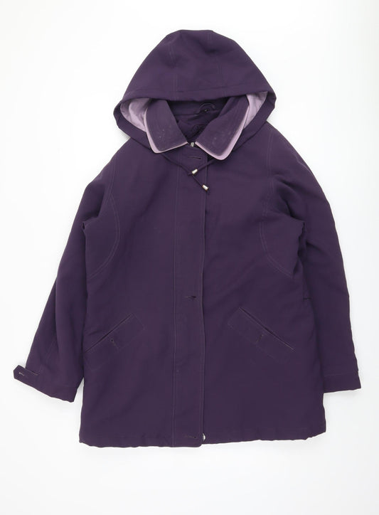 Finesse Women's Purple Hooded Mid-Length Coat Size 14