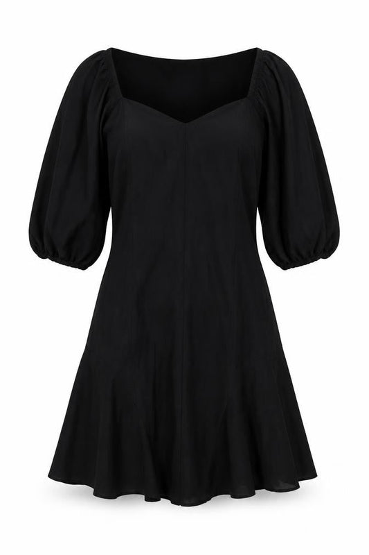 Zara Women's Black Dress Cotton L Balloon Sleeve