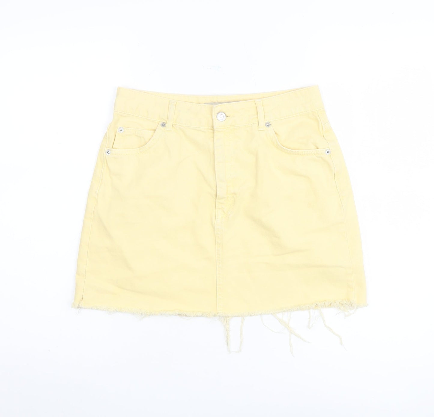 Topshop Women's Yellow Mini Denim Skirt, Size 10