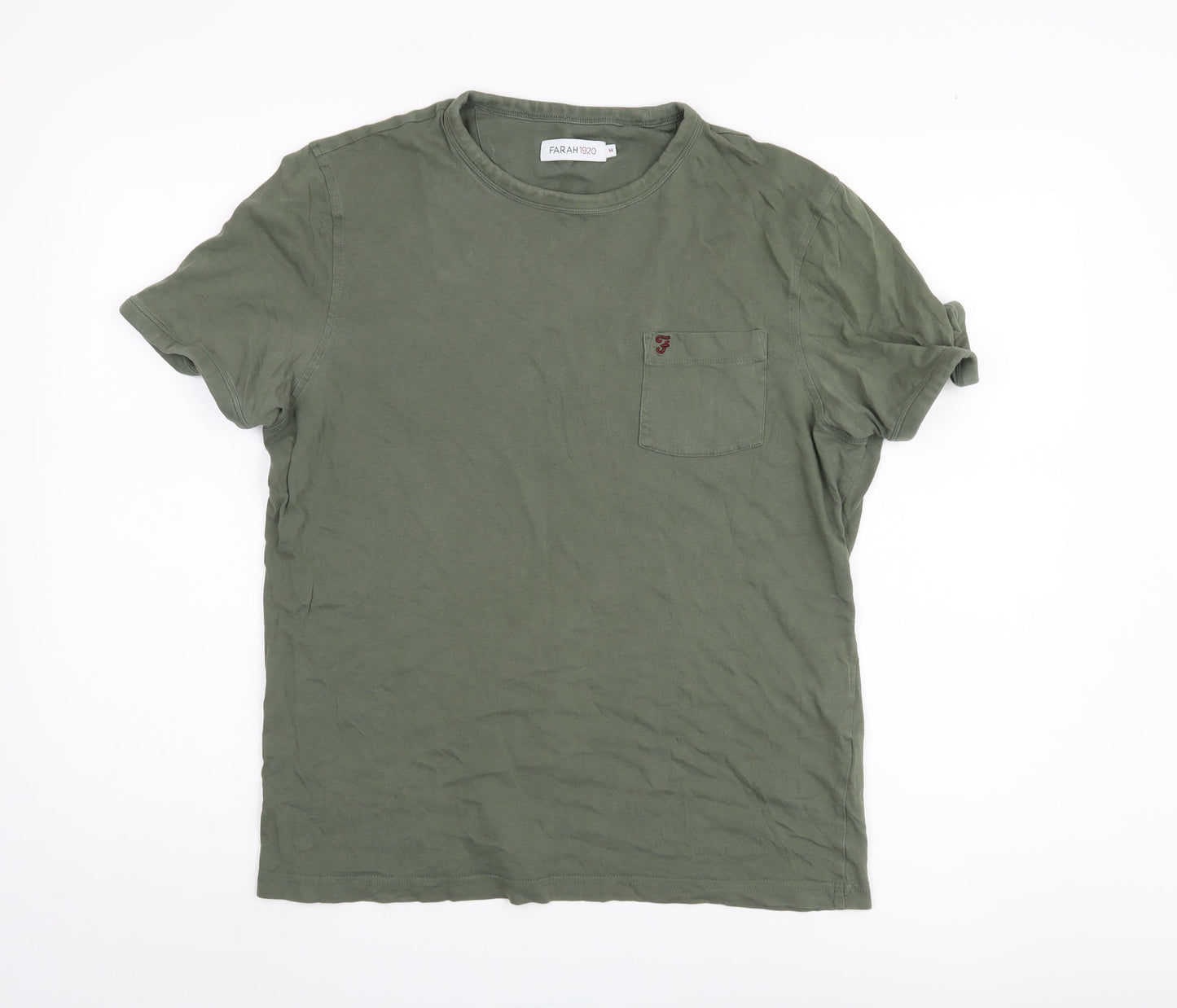 FARAH Men's Green Cotton Crew Neck T-Shirt M