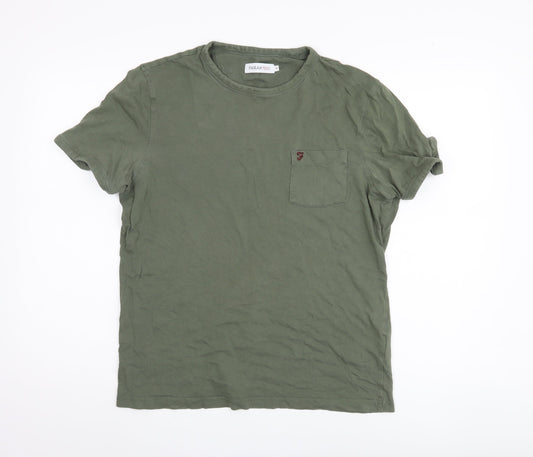 FARAH Men's Green Cotton Crew Neck T-Shirt M