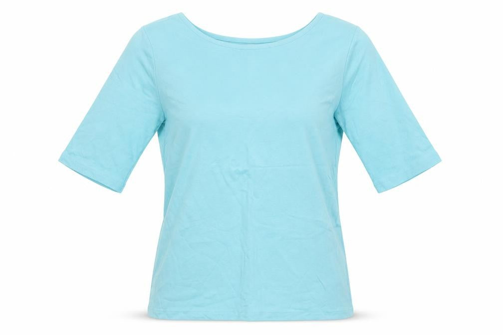 Gap Women's Blue 3/4 Sleeve Scoop Neck T-Shirt Medium