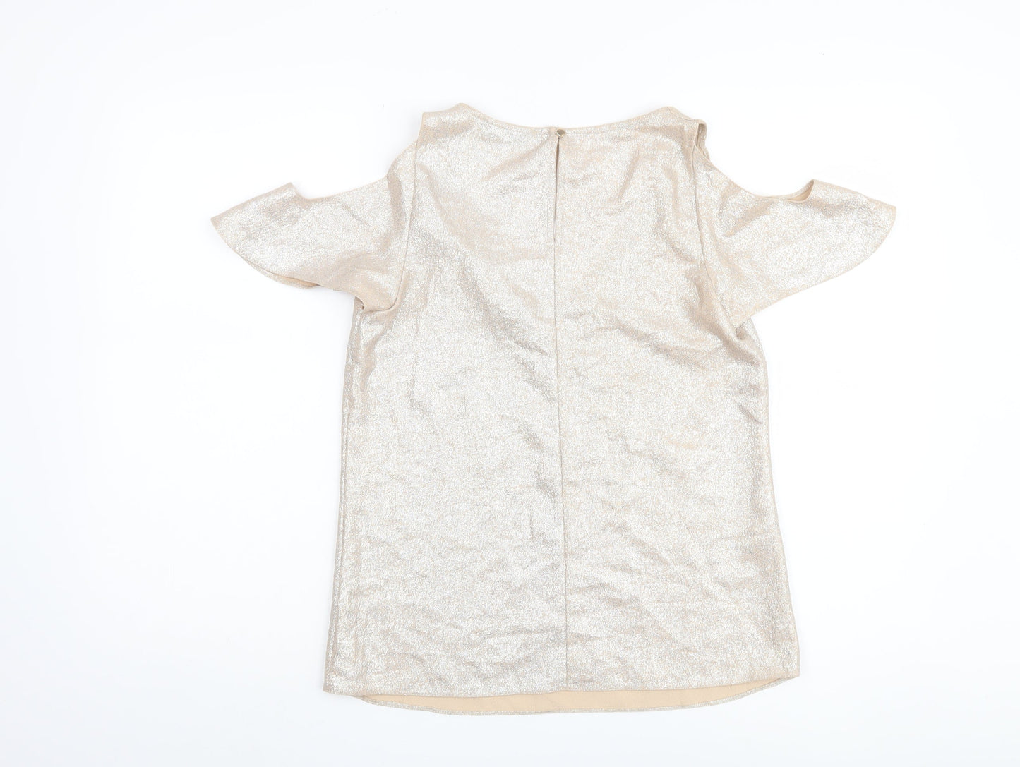 Oasis Women's Beige V-Neck Cold Shoulder Blouse Size 8
