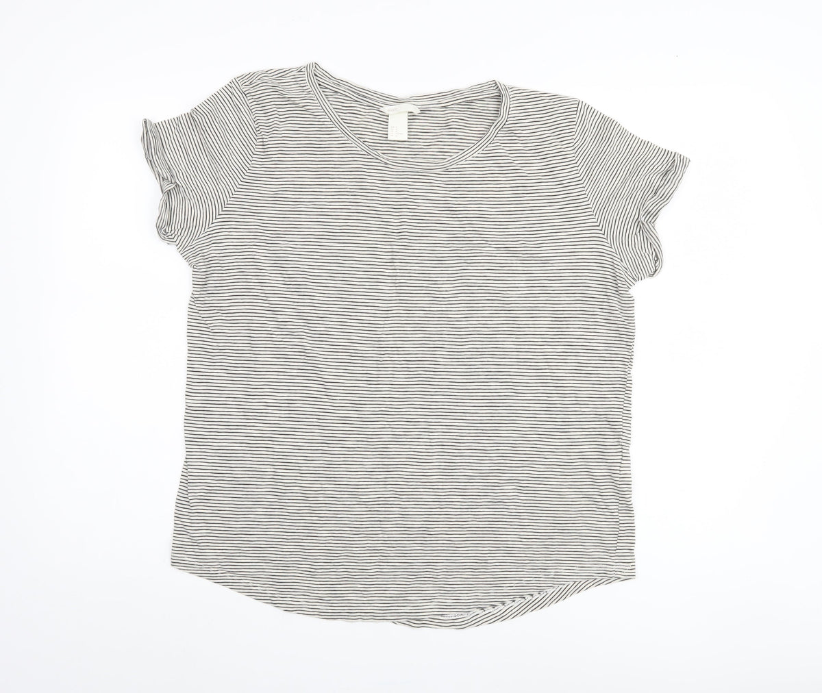 H&M Women's Black Striped Basic T-Shirt Size 12