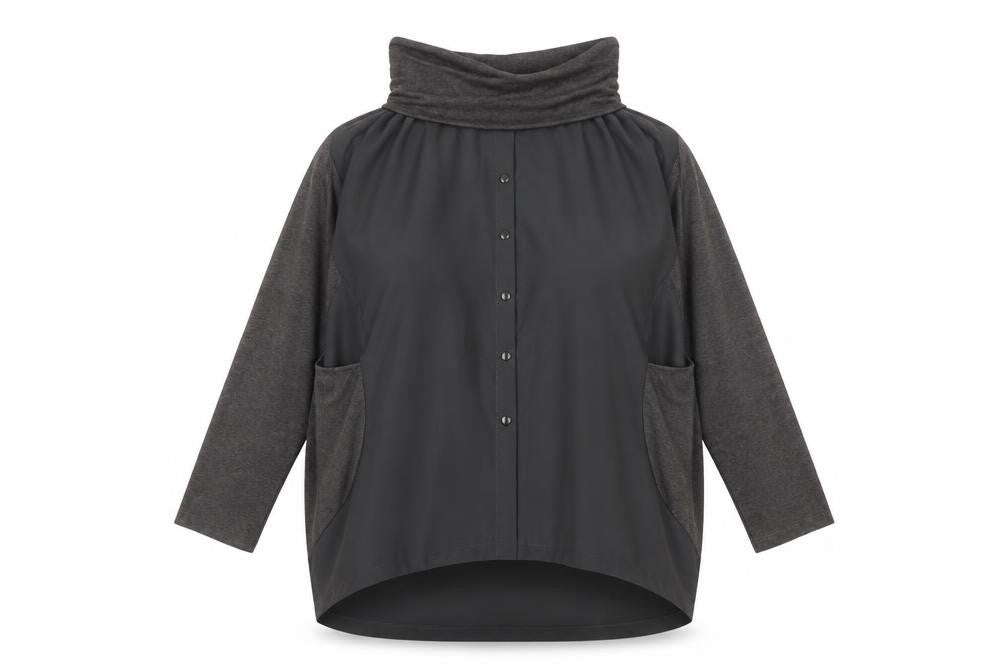 Dori Premiere Grey Cowl Neck Tunic for Women, M